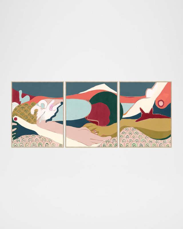"Siesta IV" Set of 3 Framed Giclees by Athena Rose, 31.25" x 39.25"